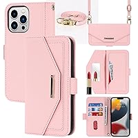 Jaorty Crossbody Wallet for iPhone 13 Pro Case with Adjustable Lanyard Strap Credit Card Holder 6.1
