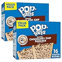 Pop Tarts Frosted Pancake Chocolatey Chip Flavour (2) Box SimplyComplete Bundle (32 Total) for Kid Snacks, Value Pack Snacking at Home School Office or with Friends Family