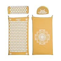 Acupressure Mat and Pillow Set Light Level, Organic Cotton GOTS Certified, Ethically Handcrafted in India, FSA/HSA eligible, Sustainable & Durable. Acupuncture eases Stress, Helps Relaxation
