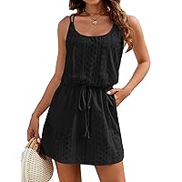 Blooming Jelly Womens Hollow Out Swimsuit Cover Up Criss Cross Back Swim Coverup Spaghetti Strap Boho Summer Dress 2024