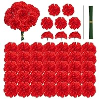 50Pcs Artificial Marigold Flowers Heads Mexican Marigold Flowers Silk Marigold Flowers Heads Red Decoration Faux Marigold Flowers Bulk with Wire for Mexican Party Halloween Valentine DIY