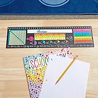 Really Good Stuff 24PK Chalkboard Style Grade 3-5 Self-Adhesive Vinyl Desktop Reference Nameplate with Cursive Letters, Multiplication Grid, Number Line, Place Values, Decimals, Percentages, Fractions