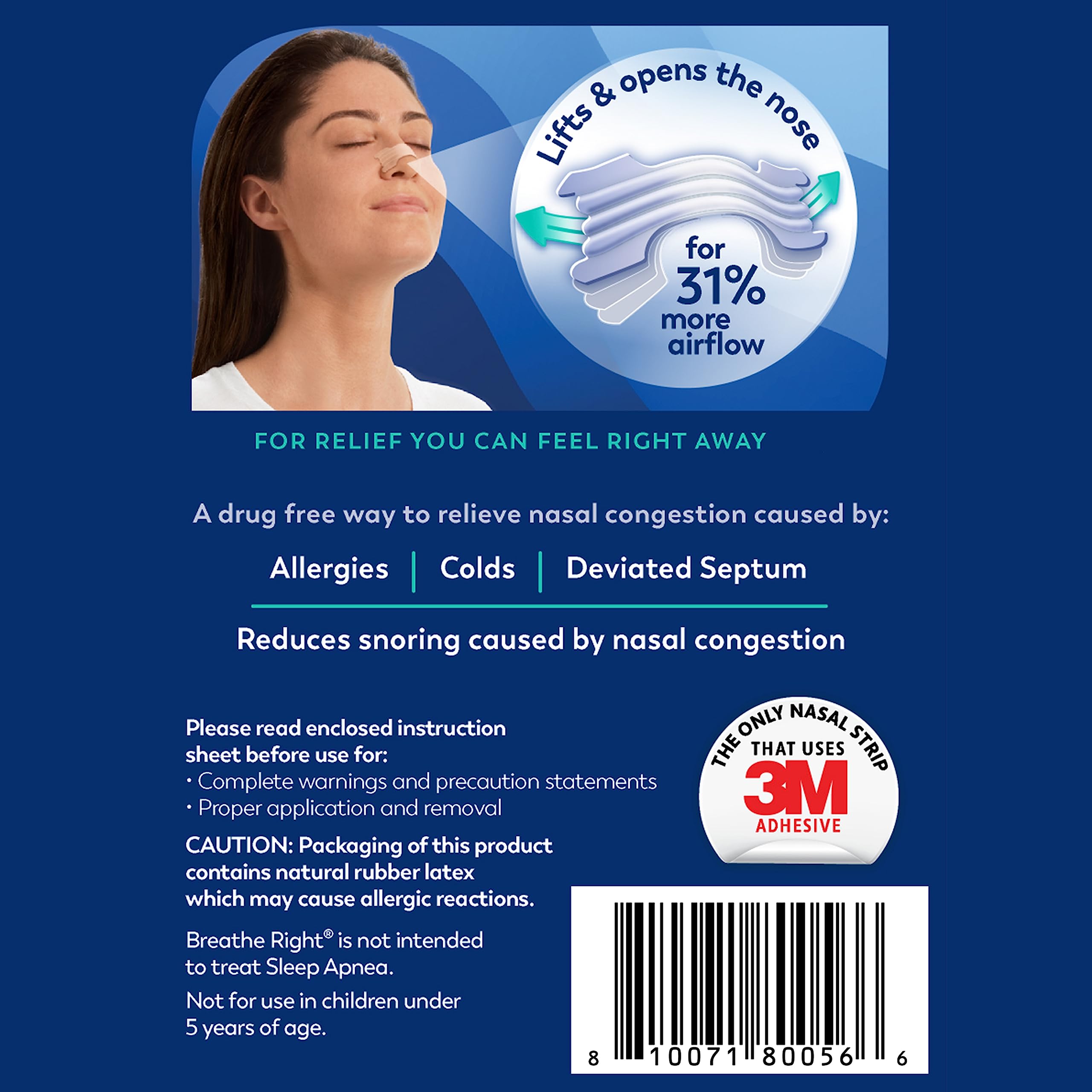 Breathe Right Nasal Strips | Extra Strength | Clear Nasal Strips | For Sensitive Skin | Help Stop Snoring | Drug-Free Snoring Solution & Nasal Congestion Relief Caused by Colds & Allergies | 44 Count
