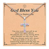 Cross Necklace for Girls, Back to School Baptism Gifts for Daughter Granddaughter Niece Goddaughter