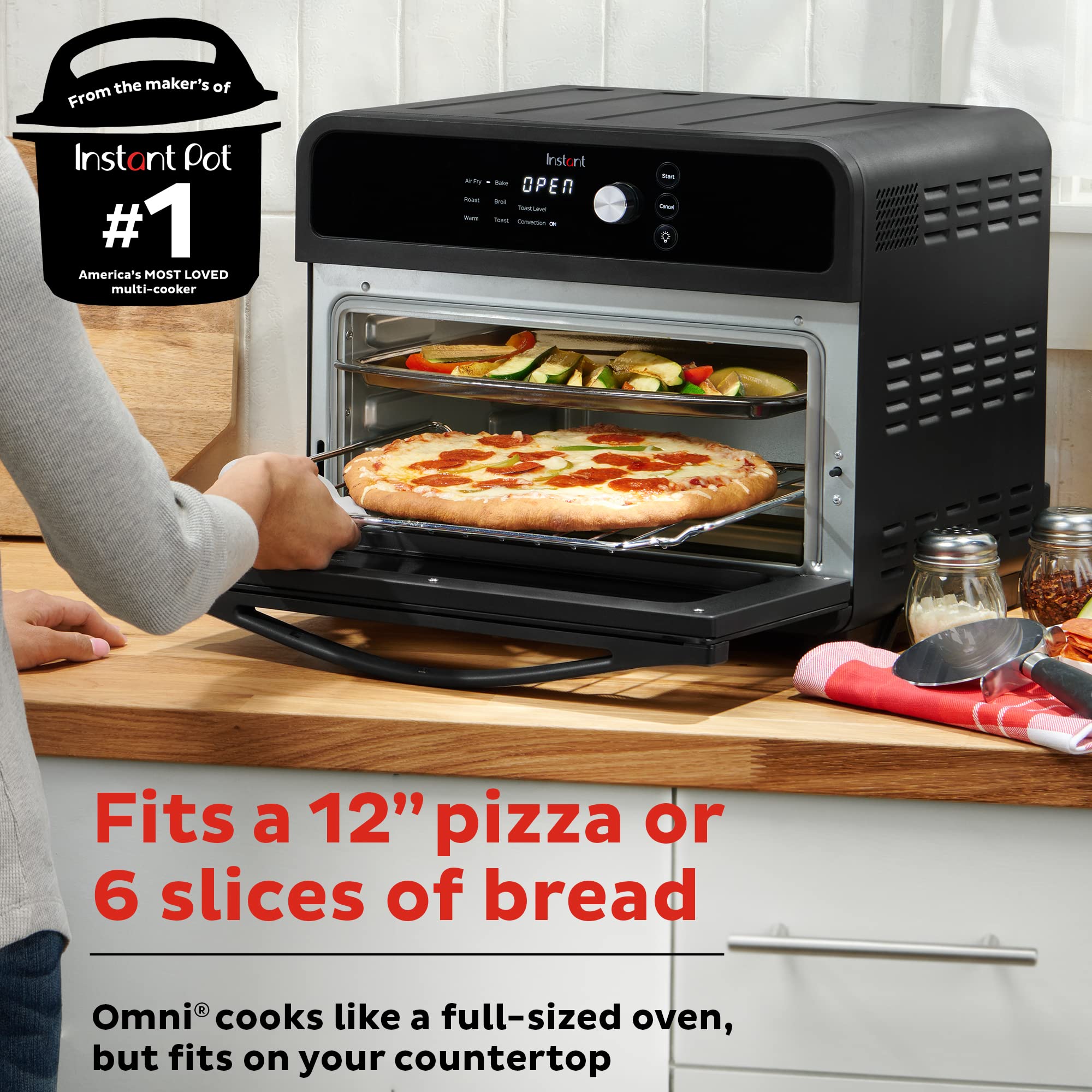 Instant Omni Air Fryer Toaster Oven Combo 19 QT/18L, From the Makers of Instant Pot, 7-in-1 Functions, Fits a 12