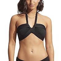 Seafolly Women's Standard Bandeau Halter Bikini Top Swimsuit, Eco Collective Black, 2