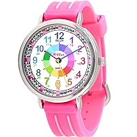 Kiddus Watches Boy and Girl Kids Ages 6-12 Analog Time Teacher with Exercises. Japanese Quartz Movement. Easy to Read and Learn Time. Girls Watches Ages 5-10