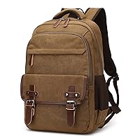 Canvas Backpack, Vintage Daypack for Men Women, Brown Travel Rucksack Backpack College Computer Bag Fits 15.6 Inch Laptop,Brown