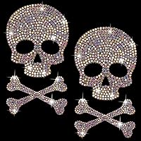 OIIKI 2PCS Skull and Bone Bling Car Decals, Skull Decal Rhinestone Stickers, Crystal Car Decor, Diamond Car Stickers and Decals, for Motorcycle Helmet Laptop Tumbler Luggage Guitar