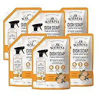 J.R. Watkins Foaming Dish Soap Refill Pouch, Crafted Clean & Cruelty Free, Orange, 32 fl oz, 6 Pack