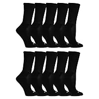 Fruit of the Loom Women's Everyday Soft Cushioned - 10 Pair Packs Sock, Black, Womens Shoe Size 4-10 US