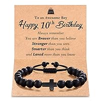 Tarsus 7th-13th Birthday Gifts for Boys, Happy Birthday Cross Beads Bracelet Gifts for Boy Age 7 to 13