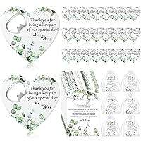 50 Sets Wedding Thank You Gifts Heart Shaped Bottle Opener Wedding Fridge Magnet Thank You Blessing Tag Card and Organza Bag Birthday Bridal Party Favor for Wedding Souvenirs
