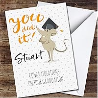 Funny Graduation Mouse Polka Dot Congratulations You Did It Personalized Card, Personalized Card, Graduation Card, Graduation, Graduation Card, Custom Greetings Card