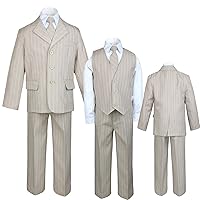 Infant Toddler Boy Teen Tuxedo Formal Party Wedding Pinstripe Suit Taupe S-20