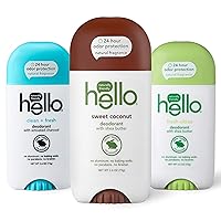 hello Deodorant With Shea Butter for Women + Men, 24 Hour Odor Protection - Sweet Coconut, Fresh Citrus, and Clean + Fresh, No Aluminum, + No Baking Soda, Vegan & Parabens Free, 2.6oz, 3 count