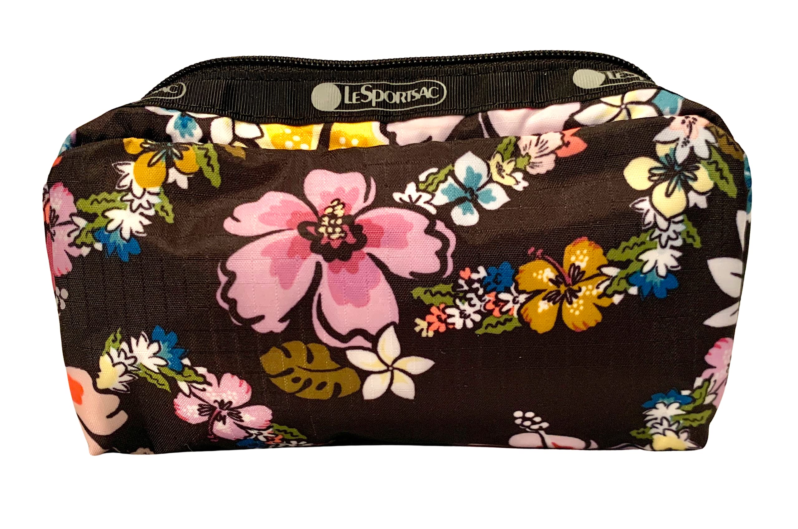 LeSportsac Olina HAWAII EXCLUSIVE Rectangular Cosmetic Bag/Pouch Style 6511/Color K530, Joyous and Colorful Tropical Lei Flowers - Aloha & Hawaii P...