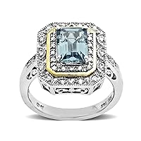 Amazon Collection Sterling Silver and 14k Yellow Gold Sapphire and Diamond Ring