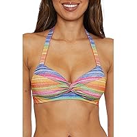BECCA Women's Standard Shoreline Halter Bikini Top, Adjustable, Tie Back, Swimwear Separates