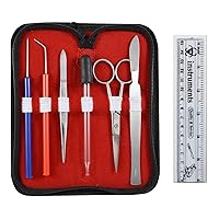 60ZP Fine Zippy Dissection Kit, Grade: 9 to 12 and for Community College levels, Stainless Steel Precision Ground Scissors and Super Sharp Scalpel (8 PC Kit), Compact Zippered Case.