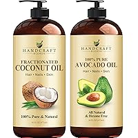 Fractionated Coconut Oil & Handcraft Blends Avocado Oil – 100% Pure & Natural Premium Therapeutic Grade - Carrier Oil, Massage, Moisturizing for Skin & Hair – 16 fl. oz
