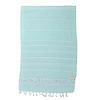 Bersuse 100% Cotton - Anatolia XL Throw Blanket Turkish Towel - 61 x 82 Inches, Aqua Marine