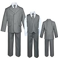 Infant Toddler Boy Teen Tuxedo Formal Party Wedding Pinstripe Suit Gray S-20