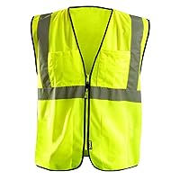 OccuNomix ECO-GCS-YL/XL High Visibility Value Mesh Surveyor Zipper Safety Vest, Class 2, 100% ANSI Polyester Mesh, Large / X-Large, Yellow