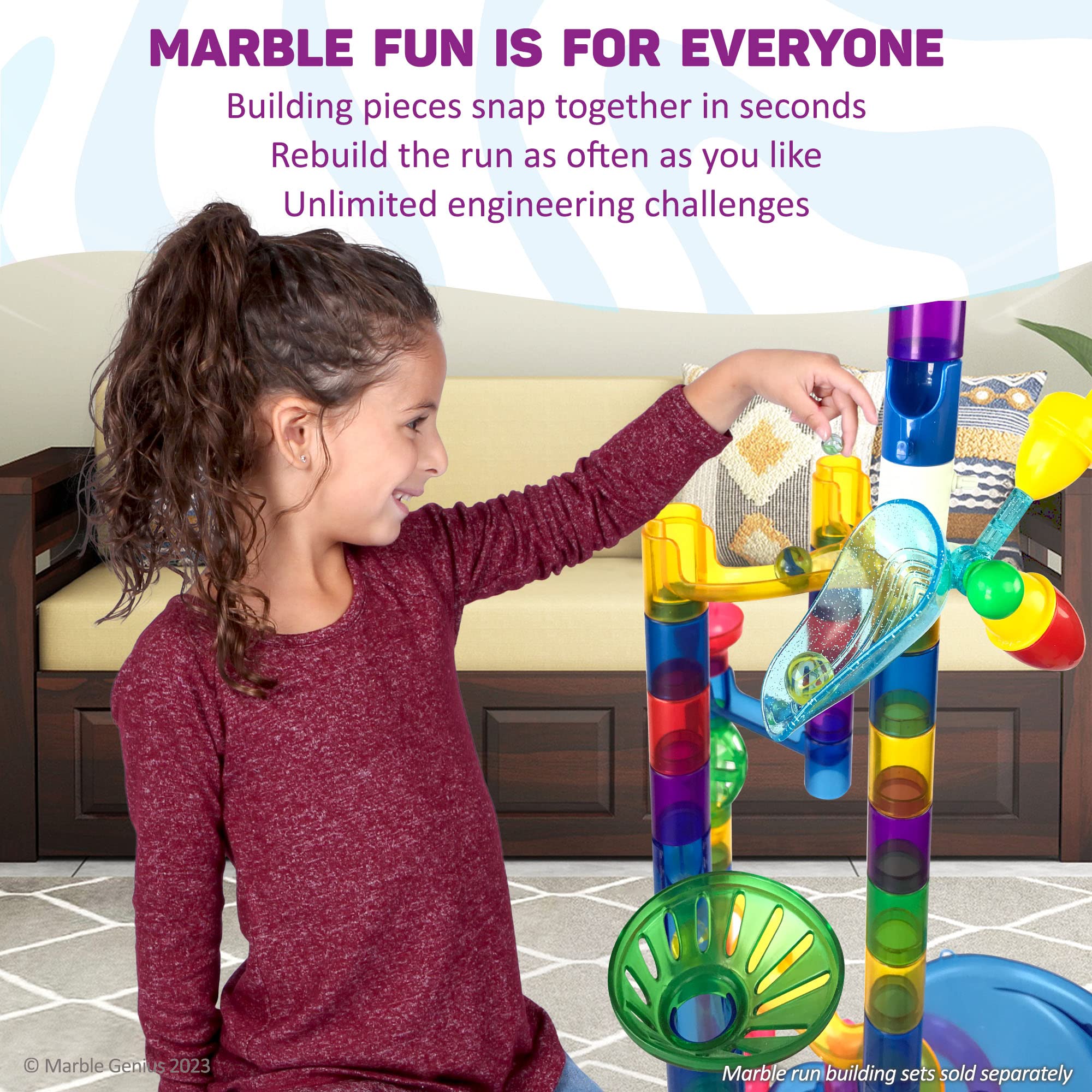 Marble Genius Jumps & Swings 8-pc Accessory Add-On Set: Create Take Your Marble Run to The Next Level, Watch Your Marbles Race Through This Unique & Innovative Add-On, Perfect for Kids & Adults Alike
