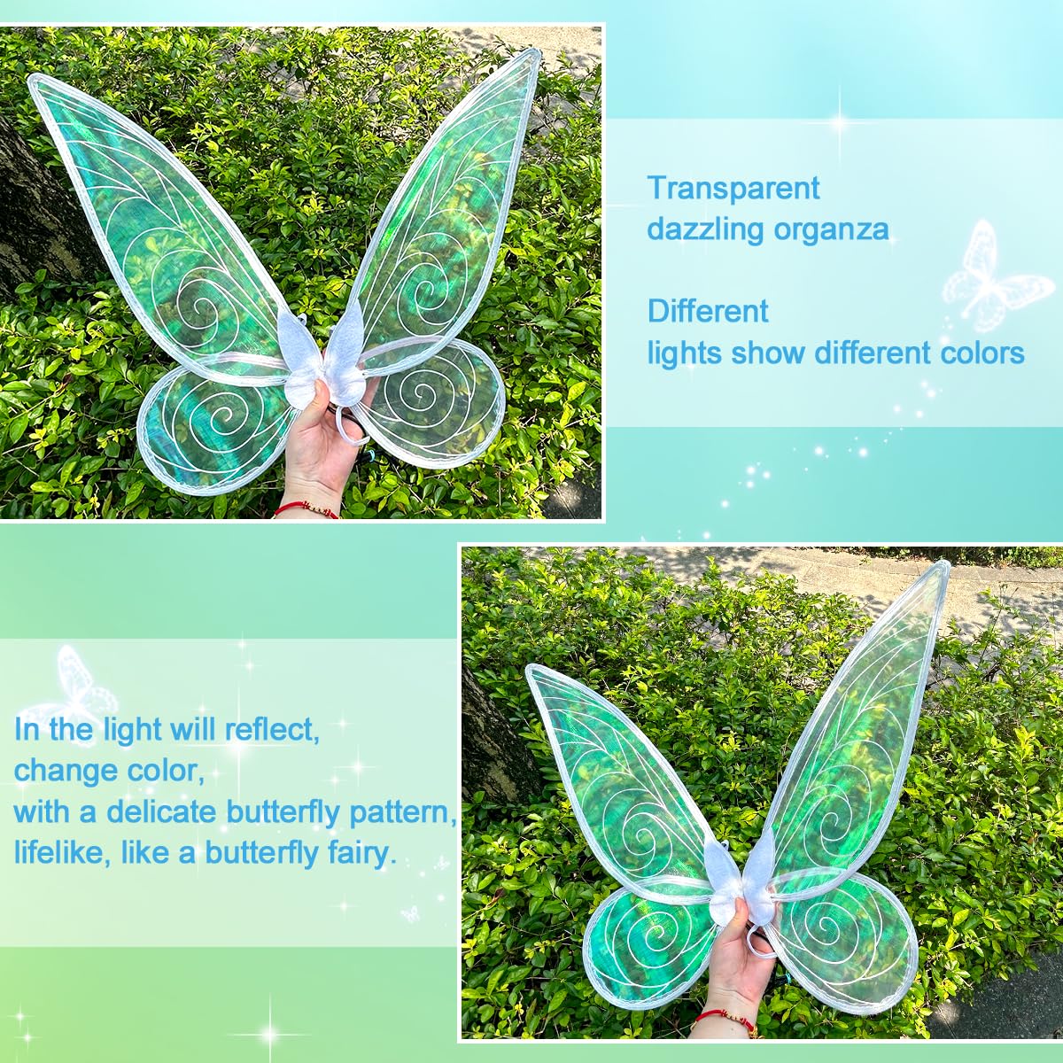 quescu Fairy Wings for Adults,Butterfly Wings for Girls,Angel Wings,Fairy Costume for Women Halloween Dress Up Party Favor