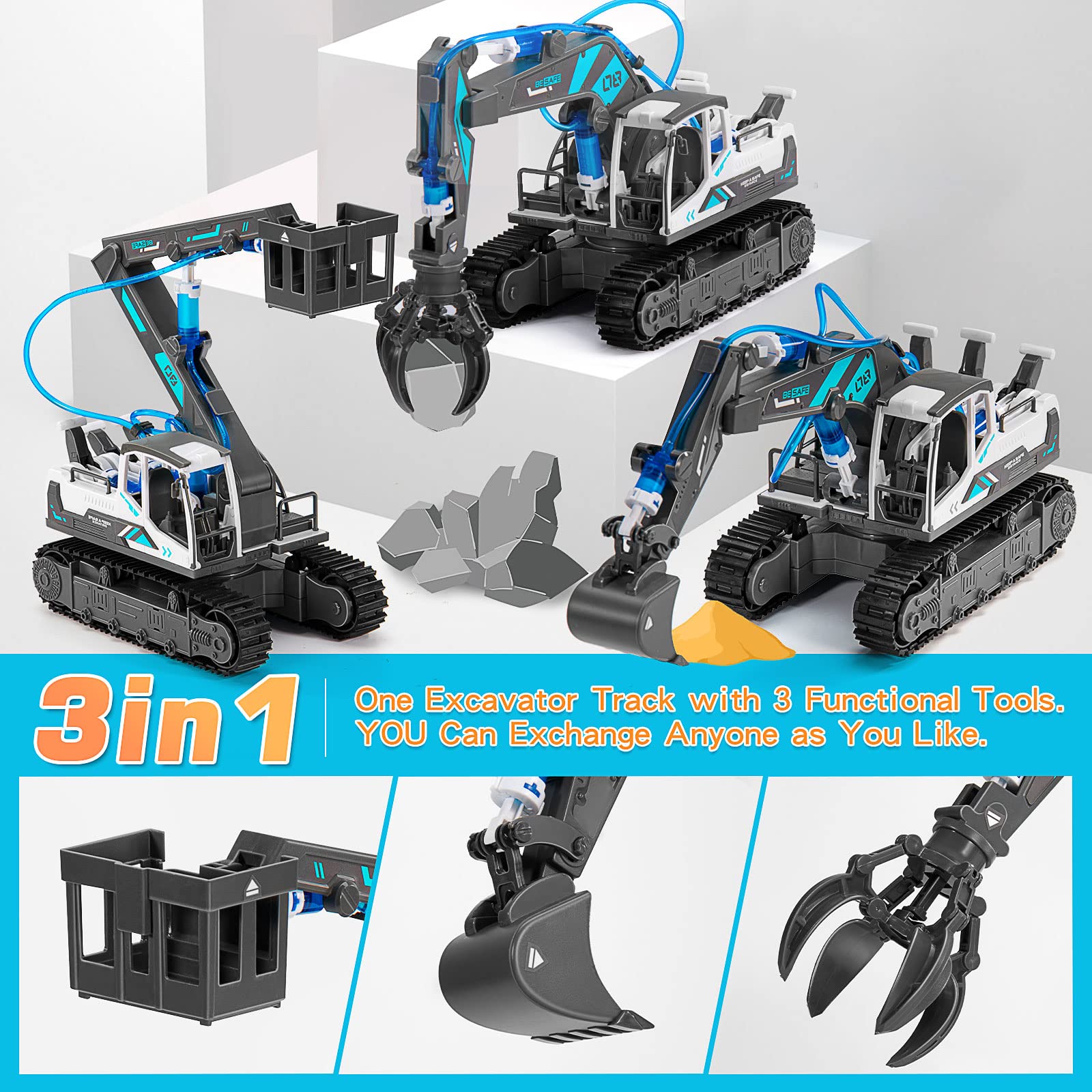 VANLINNY Robot Kits,RC Arm and Remote Control Excavator,2-in Science Kits - 3