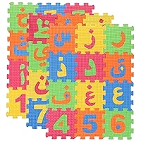 Unomor 36pcs Arabic Alphabet Puzzle Mats Interlocking Foam Puzzle Play Mat Colorful Eva Tiles Letter Floor Puzzles Matching Learning Tool for Girl Boy