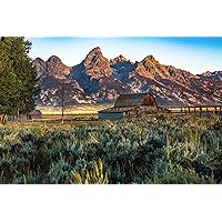 Rocky Mountain Photography Print (Not Framed) Picture of Grand Teton Overlooking Moulton Barn on Autumn Morning in Grand Teton National Park Wyoming Rustic Wall Art Western Decor (5