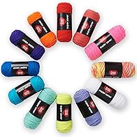 Red Heart Super Saver Yarn Super Craft Kit Brights, with 12 Pack of 50g/1.7 oz. 4 Medium Worsted Yarn for Knitting & Crocheting, 12 Colors, Perfect for Chunky Sweaters, Blankets, Amigurumi