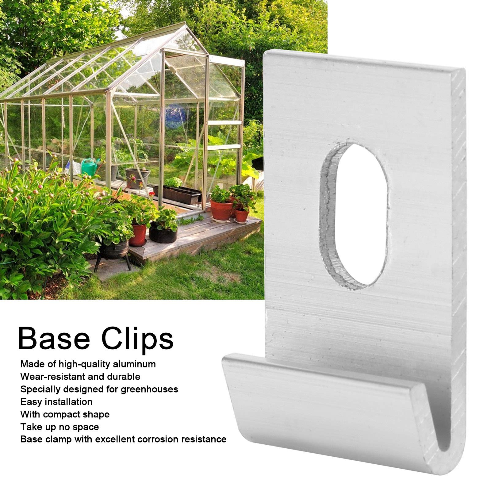 10Pcs Base Clips Hook Fixings Attaches Aluminium Greenhouses Fixture Set WearResistant Base Clips(Silver)
