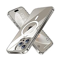 TORRAS Magnetic Shockproof for iPhone 15 Pro Case, [Military-Grade Drop Tested][Compatible with MagSafe] Clear Hard PC Back with Silicone Slim Protective Cover Anti-Fingerprint, Clear