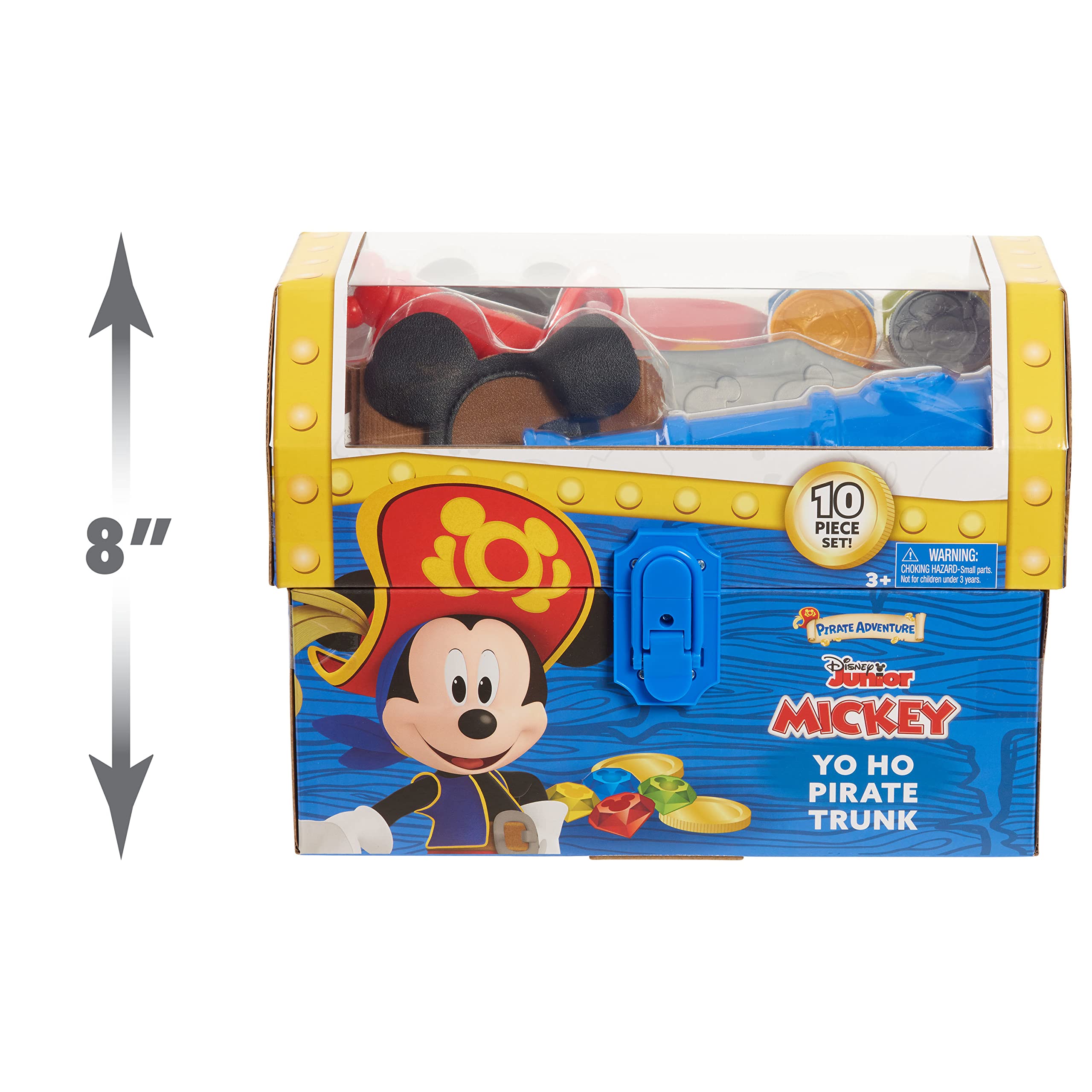 Disney Junior Mickey Mouse Funhouse Yo-Ho Pirate Trunk, Dress Up and Pretend Play, Officially Licensed Kids Toys for Ages 3 Up, Gifts and Presents by Just Play