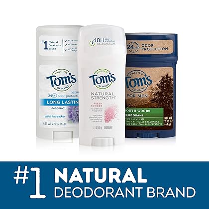 Tom's of Maine Long-Lasting Aluminum-Free Natural Deodorant for Men, Mountain Spring, 2.25 oz. 3 Count (Pack of 1)