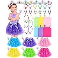 Deekin Princess Dress Up Set 48 Pcs Princess Costume for Girls Toddler Jewelry Boutique Girls Role Play Gift with Tutu, Crown, Tank Tops, Play Jewelry, Kids Pretend Play Christmas Costume Gift