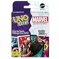 Mattel Games ​UNO Flip! Marvel Card Game for Kids, Adults & Family Night with Double-Sided Cards, Heroes vs. Villains
