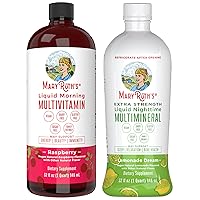 MaryRuth's Liquid Multivitamin (Raspberry) & Extra Strength Nighttime Multimineral (Lemonade) | Liquid Vitamins for Energy & Beauty | NO Melatonin Sleep Supplement | Sugar Free, Vegan, Non-GMO