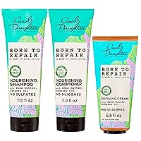 Carol's Daughter Born to Repair Hair Care Set - Sulfate Free Shampoo, Nourishing Conditioner, and Defining Leave In Cream Kit (3 Products) Made with Shea Butter