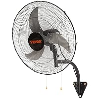 VEVOR 20 inch Wall Mount Fan Oscillating, 3-speed High Velocity Max. 4650 CFM Industrial Wall Fan for Indoor, Commercial, Residential, Warehouse, Greenhouse, Workshop, Basement, Black, ETL Listed