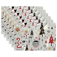 Place Mat, Table Placemats, Cloth Placemats, Christmas Cartoon Elk Snowman, Table Mats Set of 6, Table Placemats Set of 4