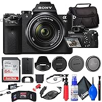 Sony a7 II Mirrorless Camera with 28-70mm Lens (ILCE7M2K/B) + Bag + 64GB Card + Card Reader + Flex Tripod + Hand Strap + Memory Wallet + Cap Keeper + Cleaning Kit (Renewed)