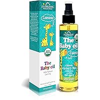 Baby Oil with Calendula, Jojoba and Olive Oil with Vitamin E, USDA Certified Organic, No Alcohol, Paraben, Artificial Detergents, Color, Synthetic Perfumes, 5 fl. Oz (Pure Unscented)