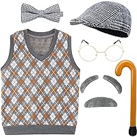 Kids 100 Days of School Old Man Halloween Costume Dress up Outfit Accessories