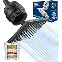 High Pressure Filtered Shower Head Combo, Rain Shower Head with 20 Stage Shower Head Filter for Hard Water - Adjustable Replacement Remove Chlorine and Harmful Substances, Matte Black