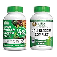 Botanic Choice Mega Fruits and Veggies Blend (60 Capsules) + Gall Bladder Complex (90 Capsules) Bundle - Energy Balance & Superfood Supplement + Healthy Digestive Function