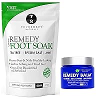 Remedy Tea Tree Oil Foot Soak + Tea Tree Oil Balm to Fight Athletes Foot, Feet Odor, Jock Itch, Ringworm, Eczema, Nail Issues, Skin Rashes, Irritations, Soften Calluses and Soothes Sore Tired Feet
